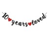 SNFHWL 10 Years Loved Black Banner, 10th Birthday Party Bunting Sign, Happy 10th Wedding Anniversary Party Decoration Garlands