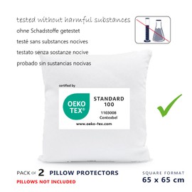 Twillie Pillow Protector 65 x 65 cm Waterproof and Breathable (Pack of 2) Oeko-Tex® Certified - Aegis® Hypoallergenic - Anti-Mite, Bacterial - Made in Europe - 100% Polycotton