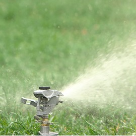 Gilmour Heavy Duty Circular Water Sprinkler with Spike Base, Rotating Sprinkler Head with Adjustable Spray Pattern, Lawn Sprinkler for Large Area Coverage
