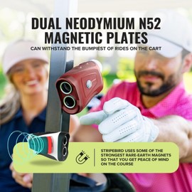 Stripebird - Pro Tour Golf Rangefinder with Slope (Red) - Range Finder Golf with Ultra-Strength Magnet - Laser Rangefinder w/Slope Technology & Flag Pole Lock Vibration - Golf Range Finder