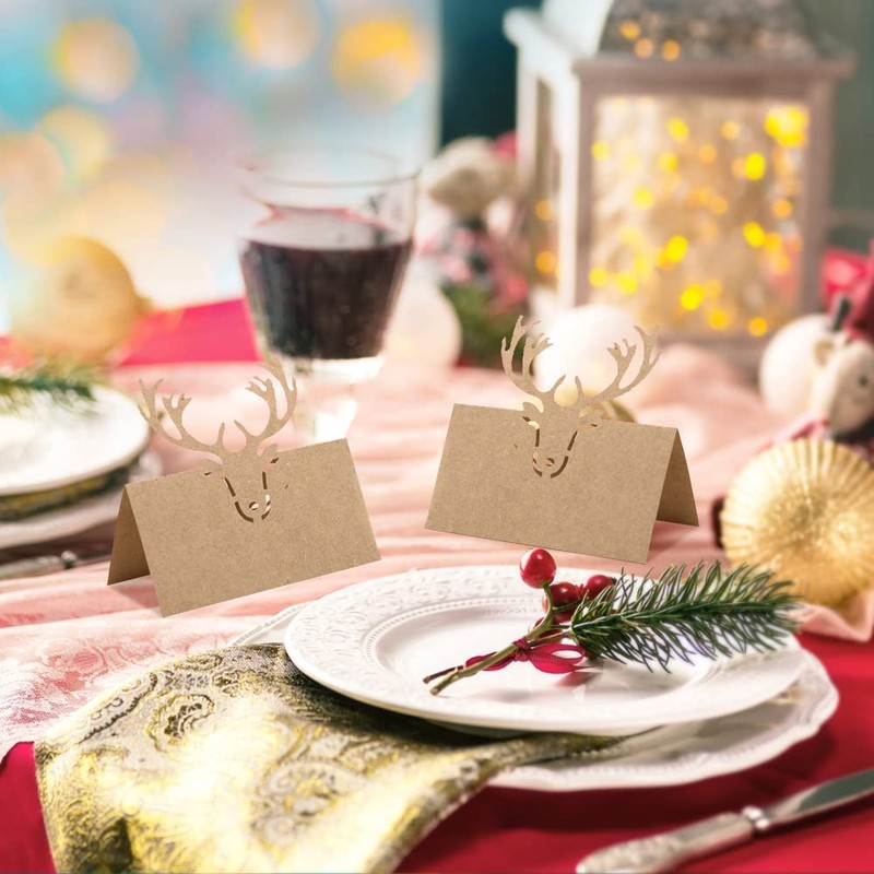 Homo Trends 50Pcs Place Cards Kraft Christmas Table Name Place