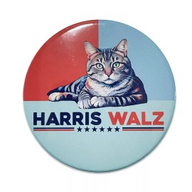 2 Pc 2.25” Harris Walz 2024 Cat Lady Pinback Button Kamala Campaign Election