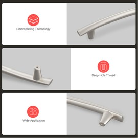 homdiy 10 Pack Brushed Nickel Cabinet Pulls 5 inch Sliver Cabinet Handles Arch Brushed Nickel Drawer Pulls Curved Sliver Drawer Handles, Kitchen Dresser Hardware for Bedroom Cupboard