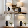 Cinkeda 23" Set of 2 Black Ceramic Farmhouse Table Lamp