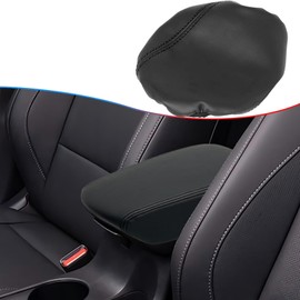 MUXEE Armrest Cover，for kia Soul 2020 2021 2022 2023 2024 2025, Microfiber Leather，Scratch Leather Middle Console Cushion Protector Pad -Black Stitches