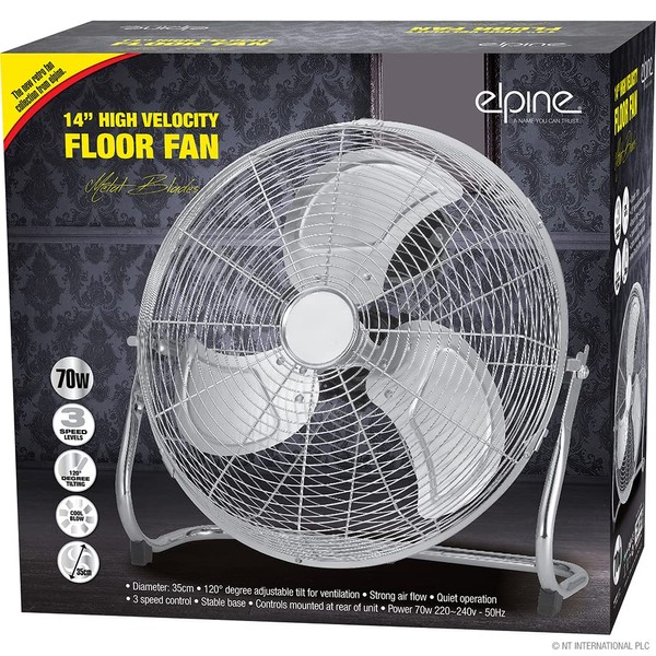 BARGAINS-GALORE NEW 14" CHROME HIGH VELOCITY INDUSTRIAL 3 SPEED FREE STANDING FAN TILTING PORTABLE INCH | SUMMER | FOR OFFICE & HOME