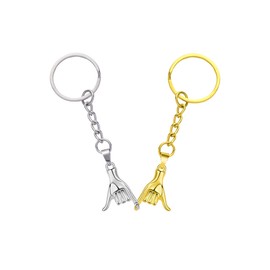 Pinky Promise Keychains, Matching Necklace for Couples, BFF Best Friend Key Chain, 2 Piece Set KeyChain, Keychain for Girlfriend Boyfriend, Gold & Silver, Gold & Silver, Small
