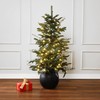 LuxenHome 4FT Small Christmas Tree, Slim Potted Christmas Trees with