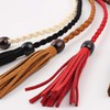 NUREINSS Women Tassel Braided Thin Waist Belt, brown