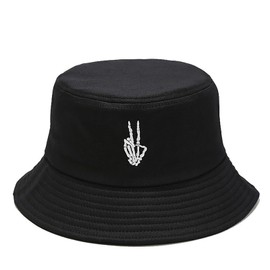 Unisex Skeleton Fingers Black Bucket Hat Beach Sun Hat Washed Cotton Fisherman Cap for Women Men