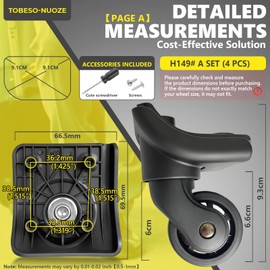 Replacement Luggage Wheel Repair Suitcase Bag Parts Spinner Wheels (Spinner Wheels, 4)