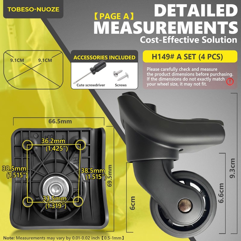 Replacement Luggage Wheel Repair Suitcase Bag Parts Spinner Wheels (Spinner