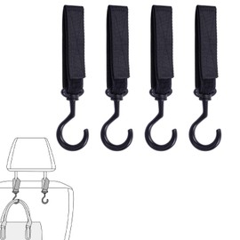 Norhogo 4PCS Car Hang Seat Headrest Hooks, Nylon Car Headrest Hook Car Hooks, Multi-Purpose Hanger Storage Car, for Vehicle SUV Truck, Handbag, Purse, Coat, Grocery Bag - Black