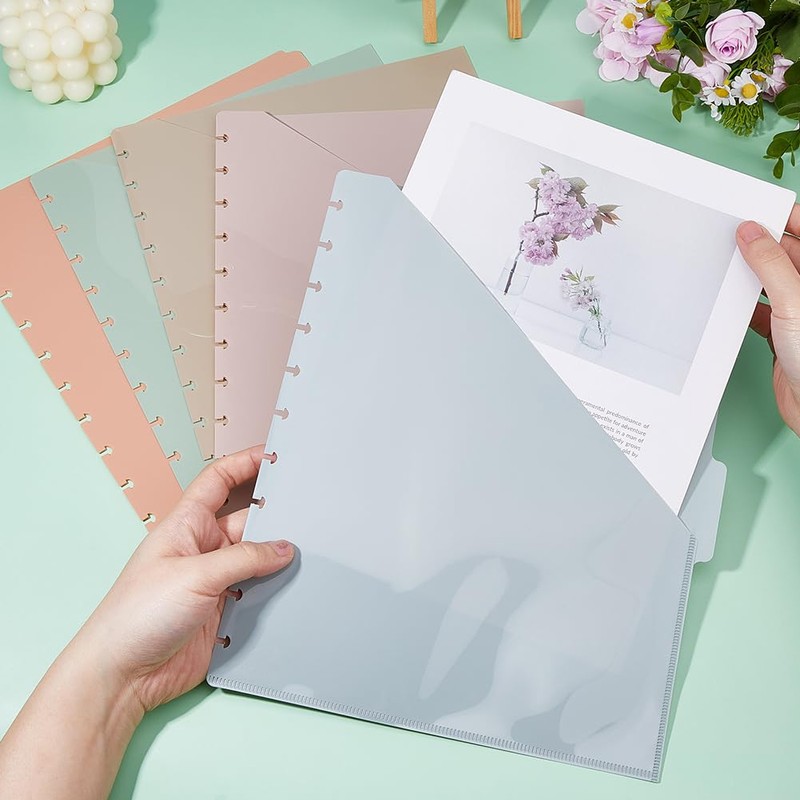 SUPERFINDINGS 12 Sheets 5-Tab Plastic Binder Dividers 29.5x24cm 11-Ring Notebook