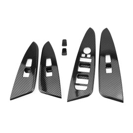 JUIVEEL Car Interior Window Switch Panel Cover Side Door Glass Lock Control Button Cover Compatible with Kia Sportage 2023-2024 NQ5 Accessories (Carbon Fiber Style)