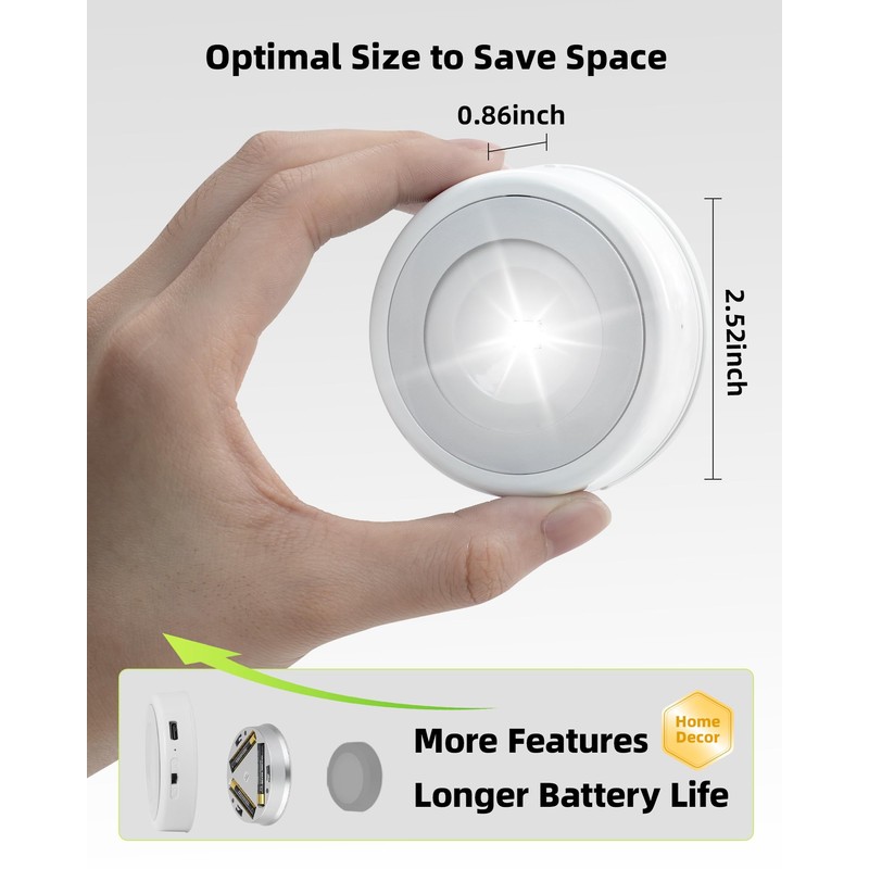 EZVALO LED Puck Lights, Rechargeable Battery Touch Light, 2.5'' Mini