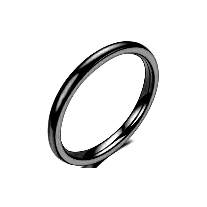 JUDE 2mm Tungsten Carbide Stackable Wedding Ring, Tungsten, black
