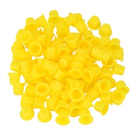 Tattoo Ink Caps, ATOMUS 300pcs Mixed Tattoo Ink Cups Small Medium Large Plastic Tattoo Microblading Pigment Ink Cups Caps Holder (Yellow)
