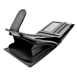 Buono Pelle RFID Blocking Mens Designer Genuine Real Soft Leather Wallet with Large Side Zip Coin Pocket/Pouch Gift Boxed