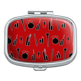 Makeup Lipstick Mascara Eyeliner Pattern Rectangle Pill Case Trinket Gift Box