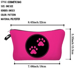 Livel lhood Pink Dog Paw Cosmetic Bag for Women - Cute Small Makeup Pouch for Purse, Travel Toiletry Zipper Pouch - Gift for Dog Lovers and Girls