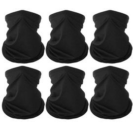 6 Pieces Summer Face Cover Scarf Mens Neck Gaiter For Men Women UV Protection Face Breathable Sun Protection Cycling Running (Black(6-pack))