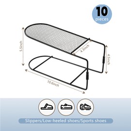 CiBiZi Shoe Slots Organizer Shoe Space Saver Organizador de Zapatos Metal Shoe Stackers for a Pair of Shoes Double Layer Shoe Holder Shoe Storage Closet Organizers 12PACK Black