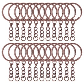 Chuyau 20Pcs Keychain Key Ring with Chain Bulk Split Key Chain，1.1 Inch Key Chains Parts with Open Jump Ring Connector for Jewelry Making Crafts (Bronze)