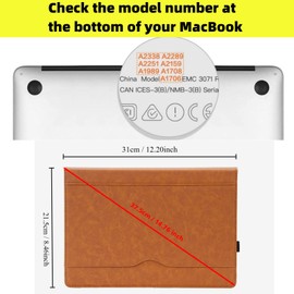 TYTX Leather Case Compatible with NEW MacBook Pro 13 Inch M2 M1 A2338 A2289 A2251 A2159 A1989 A1706 A1708 2021 2020-2016 Release,Leather Laptop Case Protective Folio Book Cover, Brown