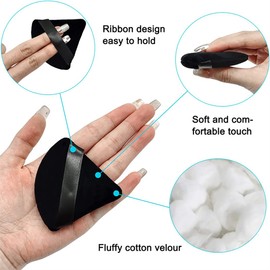JERCLITY 15 PCS Triangle Powder Puff Pure Cotton Powder Puff Face Triangle Ultra Soft Washable Makeup Powder Puff for Loose Powder Mineral Powder Body Powder Wet Dry Makeup Tool(Black/Rose Red/Blue)