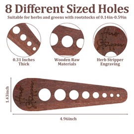 Herb Stripper Tool, Wooden Herb Stripper Vegetable Leaf Remover 8 Different Aperture Designs Wood Stripping Strippers Suitable for Herbs, Parsley, Coriander, Thyme, Rosemary (Brown)