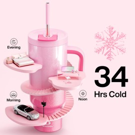 50 oz Tumbler with Handle and Straw, 100% Leakproof Insulated Tumbler with Lid and Straw, Stainless Steel Travel Mug, Keeps Cold for 34 Hours, Car Cup Holder Friendly (Flamingo)