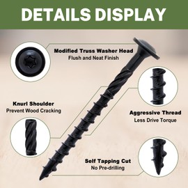 LIONMAX Lag Screws 3 Inch, Structural Wood Screw #14 x 3, 100-PCS Heavy Duty Construction Screw, Rust Resistant, Washer Head, Black Coated Exterior Wood/Lag/Timber Screws, Star Drive with Bit