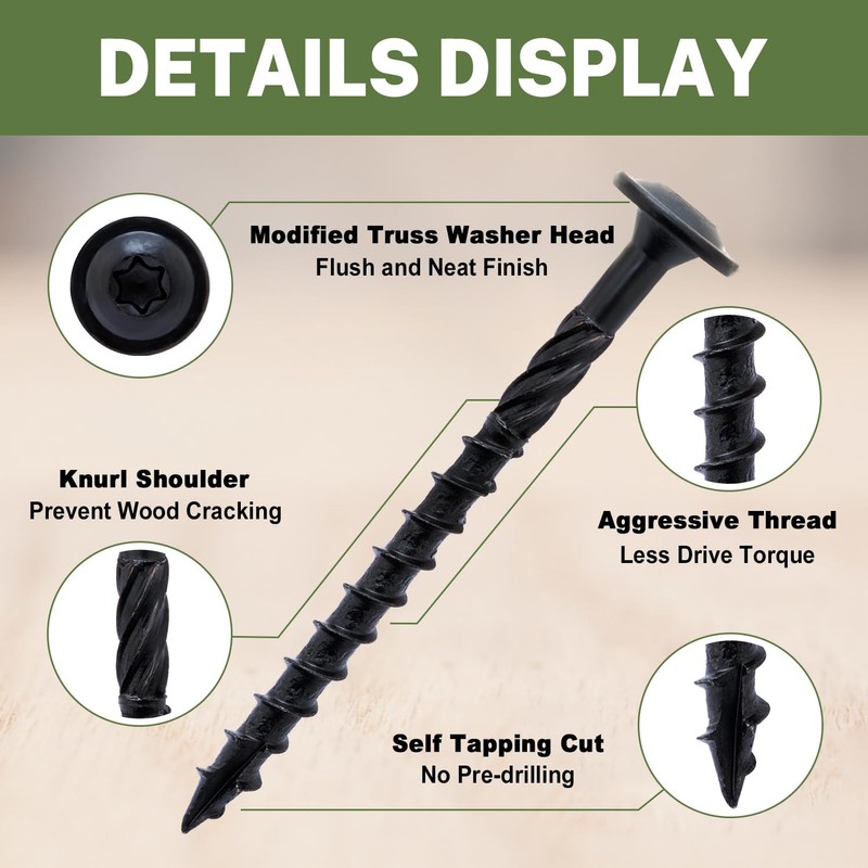 LIONMAX Lag Screws 3 Inch, Structural Wood Screw #14 x