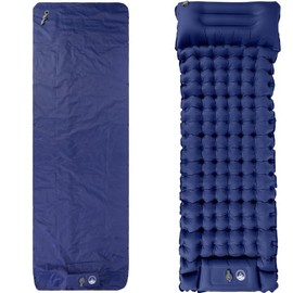 Wakeman Sleeping Pad for Camping - Inflatable Mat with Built-in Foot Pump - Waterproof Camp Mattress - Camping Gear Must Haves Outdoors (Blue)