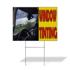 Fastasticdeals Weatherproof Yard Sign Window Tinting Yellow Lawn Garden Installation 18x12 Inches 2 Sides Print