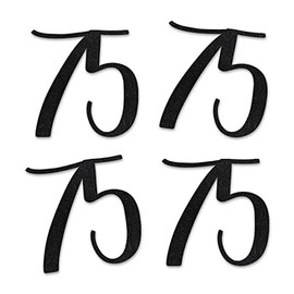 Black Glitter 75 Cut-Out Numbers, 75th Birthday Party Anniversary Decorations DIY Essentials