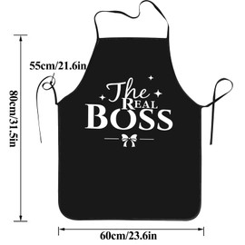 Dumoldpa 2Pcs Apron Waterdrop Resistant The Boss &The Real Boss Aprons Funny Cooking Kitchen Aprons for Women Men Chef Valentine's Day Gifts Wedding Gifts for Couple Cool Bridal Engagement Gifts