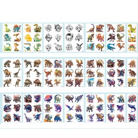 117 Sheets Temporary Tattoos for Kids, Waterproof Animal Temp Cartoon Stickers for Boys, Cute Realistic Fake Children Tattoo Kits Hand and Body Art for Birthday Party Favors Supplies