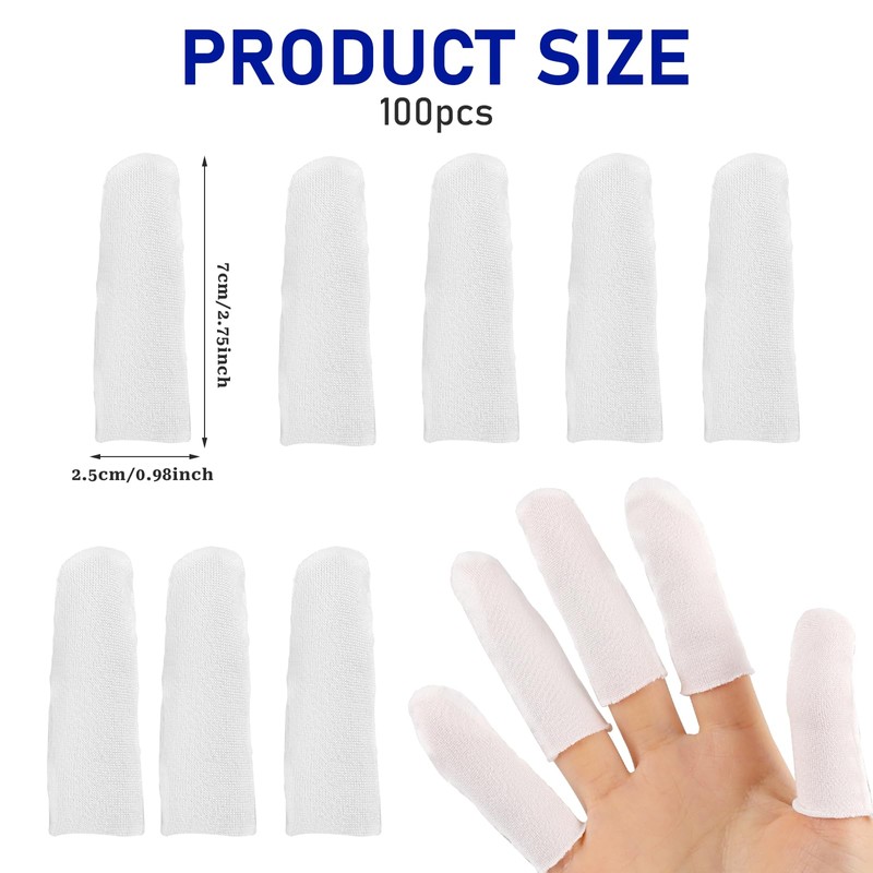 100 Pieces Cotton Finger Cots,Cloth Finger Cots Finger Toe Sleeves