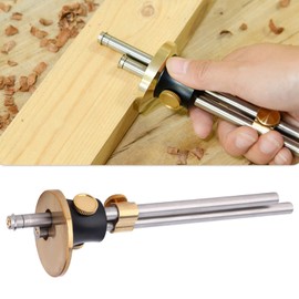 LiebeWH Wheel Marking Gauge Double Blade Woodworking Scriber with Adjustable Ruler for Precision Carpentry and Wood Crafts(biaxial)