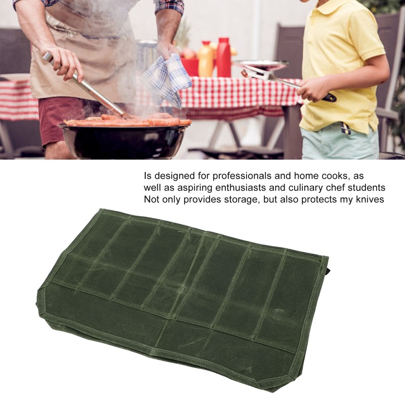 Waxed Canvas Knife Bag 7 Pocket Professional Foldable Chef Knife