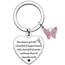 SDOFY Christening Gifts for Girls Keyring Here Sleeps a Girl