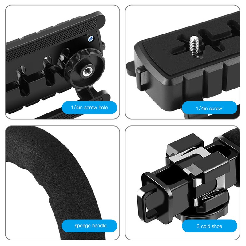 PULUZ U C Shape Video Action Stabilizing Handle Grip ABS