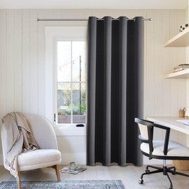 NANWEI Cortinas Blackout con Aislamiento Térmico para Estar/Recámara Ventana, con Ojales en la Parte Superior, Suave 100% Poliéster Tela Impermeable, Reducción Ruido, 1 Paneles (Gris, 52" x 84")