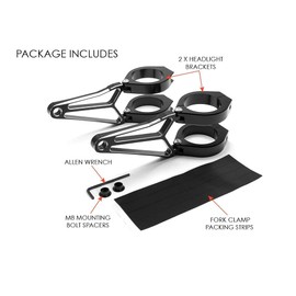 Alchemy Parts Motorbike Headlight Brackets 46mm - 47mm Fork Mounted Razor Style CNC Machined Billet Aluminium - PAIR
