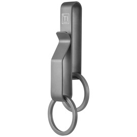 TISUR Titanium Duty Belt Key Clip,Belt Keychain Clip, Tactical Belt Key Holder With 2pcs Stainless Steel Key Rings for Police (1Pc Grey Belt Key Holder)