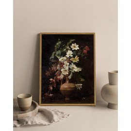 SHENIFY 11x14in Retro Floral Wall Decor Vintage Flower Wall Art for Kitchen Bathroom - Natural Framed