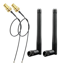 Rydocyee Paquete de 2 antenas WiFi Bluetooth y paquete de 2 pigtails, antena de tarjeta WiFi 3dBi 5Ghz 2.4Ghz, cable RP SMA-hembra a IPEX4/MHF4 de 20 cm para tarjeta de red M.2 NGFF y routers