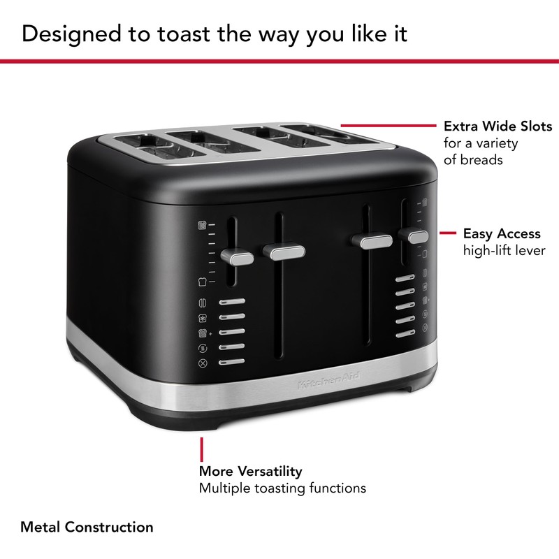 KitchenAid 4 Slice Toaster, KMT4109BM, Black Matte